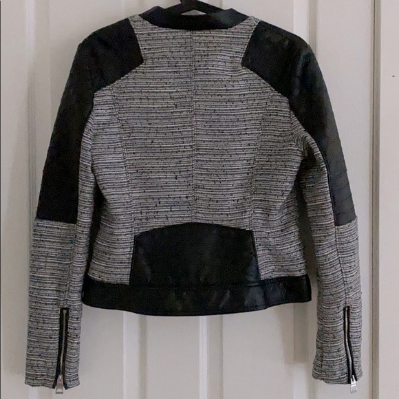GUESS Tweed Vegan Leather Moto Jacket Size M - Picture 6 of 10